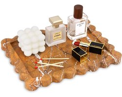 Marmeren Lade met Gegolfde Rand - Luxe Natuurlijke Steen - 1 stuk - Regenwoud Bruin - 27 x 20 cm