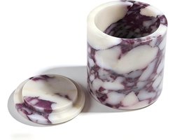 Marmeren Opbergdoos - Decoratieve Organizer - Badkamer Opslag - Echt Natuursteen - 40.6 Kubieke Inch - Wit Paars