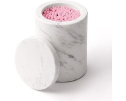 Marmeren Opbergpot met Deksel - Stijlvolle Badkamer Organizer voor Wattenschijfjes en Cosmetica