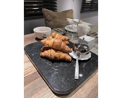 Marmeren Plaat Zwart Snijplank Afgerond 40x30x2cm Keuken Dienblad Plank - Marble Serveerplank - Echte Marmer Natuursteen - Op Maat Gesneden - LuxuryQuarry®