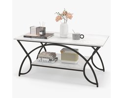 Marmeren Salontafel met 2 Planken en Metalen Poten - Modern en Functioneel