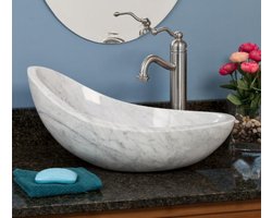 Marmeren Wasbak - Ovaal - 35x55x12cm - Wit