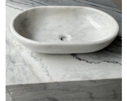 Marmeren Wasbak - Ovaal - 50x34x11cm – Wit