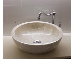 Marmeren Wasbak - Rond - 42x42x15cm - Beige