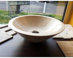 Marmeren Wastafel - Rond - 42x42x15cm - Beige