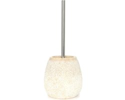 Marmeren wc-borstelhouder crème 15 cm - Toiletborstelset van steen incl. borstel