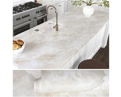 Marmerlook behang crème - Zelfklevend - 81 cm x 300 cm