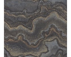 MARMERLOOK BEHANG | Natuursteen - Zwart Grijs Goud Koper - Livingwalls Stories of Life