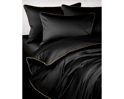 Maro Home San Antonio satijnen dekbedovertrek 200x200 zwart met gouden bies