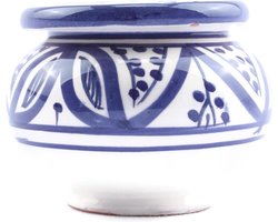 Marokkaanse Asbak - blauw / wit - H 10 cm Ø 15 cm