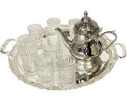 Marokkaanse Familie Theeset - theepot-diebblad - 12 glazen