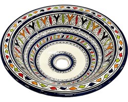 Marokkaanse handgemaakte waskom - Aardewerk (opbouw) wasbak Ø 40 cm