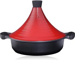 Marokkaanse Tajine Kookpot | Inductie | Zelfvullende deksel 28 cm metaal | Super Non Stick Traditionele Malse Slow Cook Tajin Braadpan'
