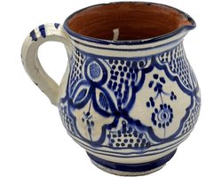 Marokkaanse Terracotta Kan - Kruik Handgeschilderd - Drank Serveren - Authentiek Handwerk Safi - 1 Liter - Multicolor