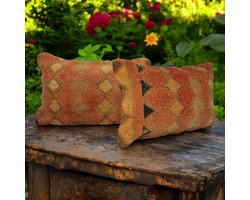 Marokkaanse vintage kussen set van 2- met vulling - Berber kussen - kussenset032 - sierkussens - sierkussen- retro kussen - oosterse kussens - Marokkaans kussen