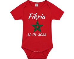 Marokko Romper Gepersonaliseerd - Met naam en geboortedatum - 0-3 maanden - kraamcadeau - baby - gepersonaliseerd
