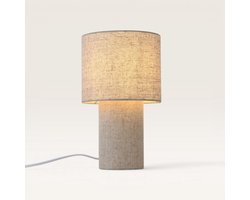 Marone - Linnen Tafellamp Beige 30 cm - Nachtkast lampje - Scandinavisch design - E27 fitting - Met aan/uit-schakelaar