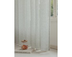 Maroyathome BIBIANA Vitrage Gordijn - Kant-en-Klaar met Plooiband - Lichtgrijs Groen - 200x260 cm - Transparant Inbetween Glasgordijn - Incl. Loodveter en Embrasse - 1 Stuk