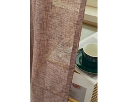 Maroyathome Bibiana - Vitrage - Kant en klaar - Plooiband - Loodveter - Schelphaken - Embrasse - DONKER TAUPE - 200 x 260 cm - 200 cm breed - 260 cm lengte - 1 stuks