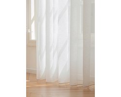 Maroyathome Bibiana - Vitrage - Kant en klaar - Plooiband - Loodveter - Schelphaken - Embrasse - OFF WHITE - 200 x 180 cm - 200 cm breed - 180 cm lengte - 1 stuks