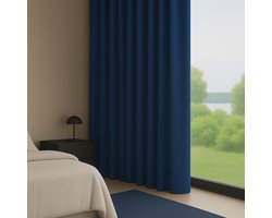 Maroyathome – ELSA basisserie – gordijn met plooiband – verduisterend – kant-en-klaar – 150 x 260 cm (b x h) – Donker blauw