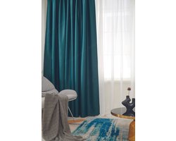 Maroyathome ELSA - Gordijn - Verduisterend - met plooiband - kant-en-klaar - 300X250 cm - 300 cm breedte en 250 cm lengte - Donker Groen - 1 stuk