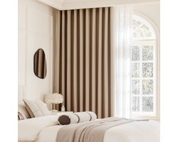 Maroyathome ELSA - Gordijn - Verduisterend - met plooiband - kant-en-klaar - 300X250 cm - 300 cm breedte en 250 cm lengte - Licht Taupe Naturel - 1 stuk