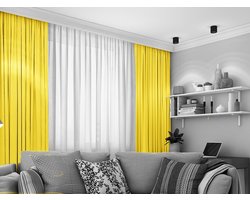 Maroyathome LEMONI - Gordijn - Verduisterend - met Plooiband - kant en klaar - 150 x 260 cm - 150 cm breedte en 260 cm lengte - Geel - 1 Stuk