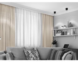 Maroyathome LEMONI - Gordijn - Verduisterend - met Plooiband - kant en klaar - 300 x 180 cm - 300 cm breedte en 180 cm lengte - Chroom Wit - 1 Stuk