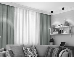 Maroyathome LEMONI - Gordijn - Verduisterend - met Plooiband - kant en klaar - 300 x 250 cm - 300 cm breedte en 250 cm lengte - Licht Grijs Groen - 1 Stuk