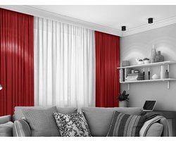 Maroyathome LEMONI - Gordijn - Verduisterend - met Plooiband - kant en klaar - 300 x 260 cm - 300 cm breedte en 260 cm lengte - Rood - 1 Stuk