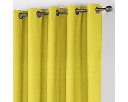 Maroyathome LEMONI - Gordijn - Verduisterend - met Ringen - kant en klaar - 150 x 260 cm - 150 cm breedte en 260 cm lengte - Geel - 1 Stuk