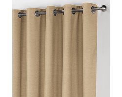 Maroyathome LEMONI - Gordijn - Verduisterend - met Ringen - kant en klaar - 300 x 260 cm - 300 cm breedte en 260 cm lengte - Beige - 1 Stuk