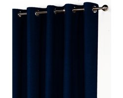 Maroyathome LEMONI - Gordijn - Verduisterend - met Ringen - kant en klaar - 300 x 260 cm - 300 cm breedte en 260 cm lengte - Donker Blauw - 1 Stuk