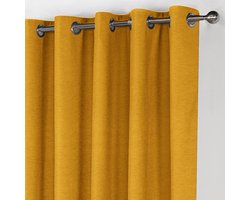 Maroyathome LEMONI - Gordijn - Verduisterend - met Ringen - kant en klaar - 300 x 260 cm - 300 cm breedte en 260 cm lengte - Oker Geel - 1 Stuk