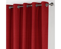 Maroyathome LEMONI - Gordijn - Verduisterend - met Ringen - kant en klaar - 300 x 260 cm - 300 cm breedte en 260 cm lengte - Rood - 1 Stuk