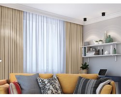 Maroyathome - LEMONI luxe serie - gordijn met plooiband - semi-verduisterend - kant-en-klaar - 150 x 260 cm (b x h) - beige