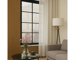 Maroyathome - OLIVIA - Vitrage kant en klaar met haakjes - met plooiband - Off white - Linnen look - 150 x 250 cm - 150 cm breed en 250 cm hoog/lang - inclusief hanglood , schelphaken en embrasse