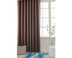 Maroyathome – RUBEN basisserie – gordijn met ringen – verduisterend – kant-en-klaar – 300 x 270 cm (b x h) – donkertaupe