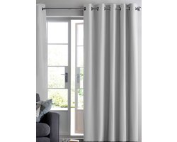 Maroyathome RUBEN - Gordijn - Verduisterend - met Ringen - kant en klaar - 150 x 250 cm - 150 cm breedte en 250 cm lengte - Licht Grijs - 1 Stuk