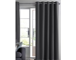 Maroyathome RUBEN - Gordijn - Verduisterend - met Ringen - kant en klaar - 150 x 260 cm - 150 cm breedte en 260 cm lengte - Antraciet - 1 Stuk