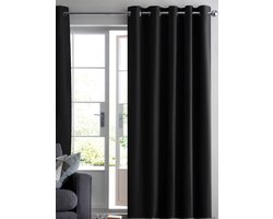 Maroyathome RUBEN - Gordijn - Verduisterend - met Ringen - kant en klaar - 150 x 270 cm - 150 cm breedte en 270 cm lengte - Zwart - 1 Stuk