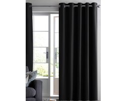 Maroyathome RUBEN - Gordijn - Verduisterend - met Ringen - kant en klaar - 300 x 180 cm - 300 cm breedte en 180 cm lengte - Zwart - 1 Stuk
