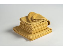 Maroyathome UNO Handdoeken - Set van 5 - 3x Handdoek 50x100 - 1x Groot Badhanddoek 70x140 - 1x Haarhanddoek - Towels - Fairtrade Katoen - Geel