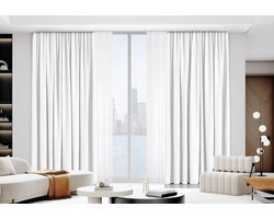 Maroyathome - VINCENT premium 100% verduisterend serie - gordijn met plooiband - 100% verduisterend - kant-en-klaar - 150 x 180 cm (b x h) - chroomwit