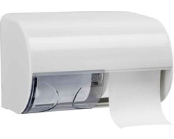Marplast Duo Toiletrol houder A75501 - wit - voor 2 rollen traditioneel toiletpapier - afsluitbaar - met schuifje
