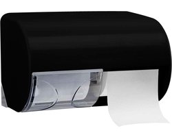 Marplast Duo Toiletrol houder A75513 – zwart – voor 2 rollen traditioneel toiletpapier – afsluitbaar – met schuifje