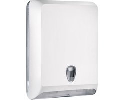 Marplast papieren handdoekjes dispenser A83010EBL – wit – capaciteit – 600 vel – voor Z, C en V gevouwen handdoekjes