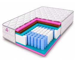 MARPUR Folyesco Pocketveringmatras - Orthopedisch Keermatras H3/H4 - met Kokoslaag - 26 cm dik - 140x200 cm - Zilver
