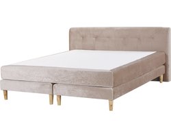 MARQUISE - Tweepersoons boxspring - Beige - 160 x 200 cm - Fluweel